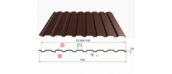 Профнастил коричневый оцинкованный  RAL 8017 С-20 купить недорого в Михнево