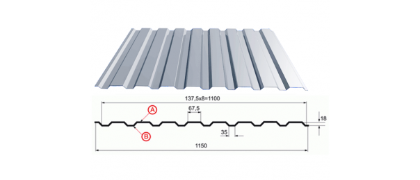 Профнастил оцинкованный С-20 1100x2500 купить недорого в Михнево
